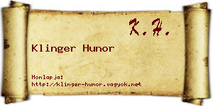 Klinger Hunor névjegykártya